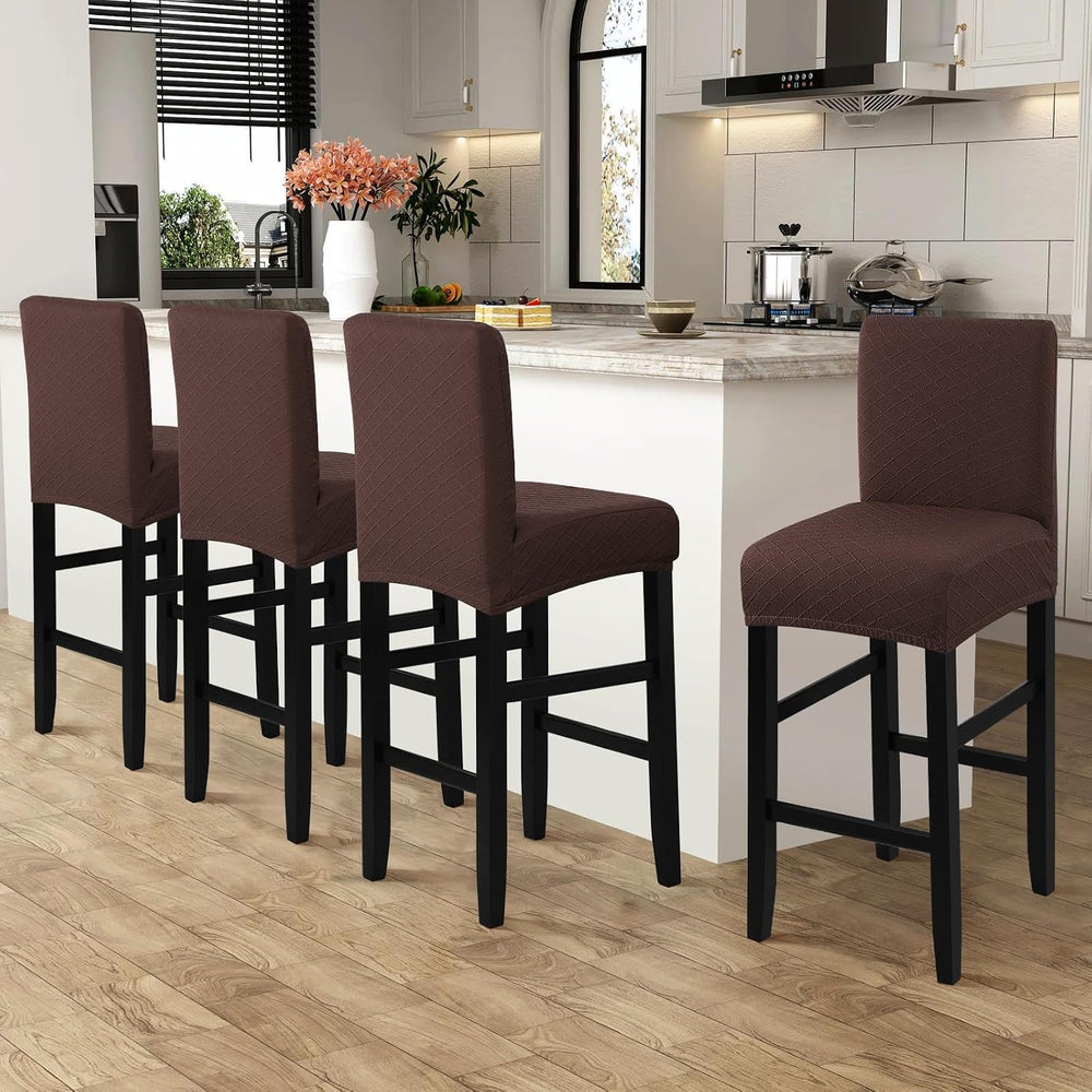Fuloon Waterproof Barstool Covers Chair Slipcovers, Chocolate, 4 Pack