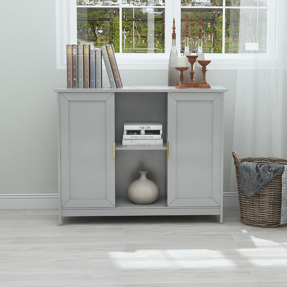 TaoHFE Grey Kitchen Pantry, Modern Wooden Small Credenza Sideboard