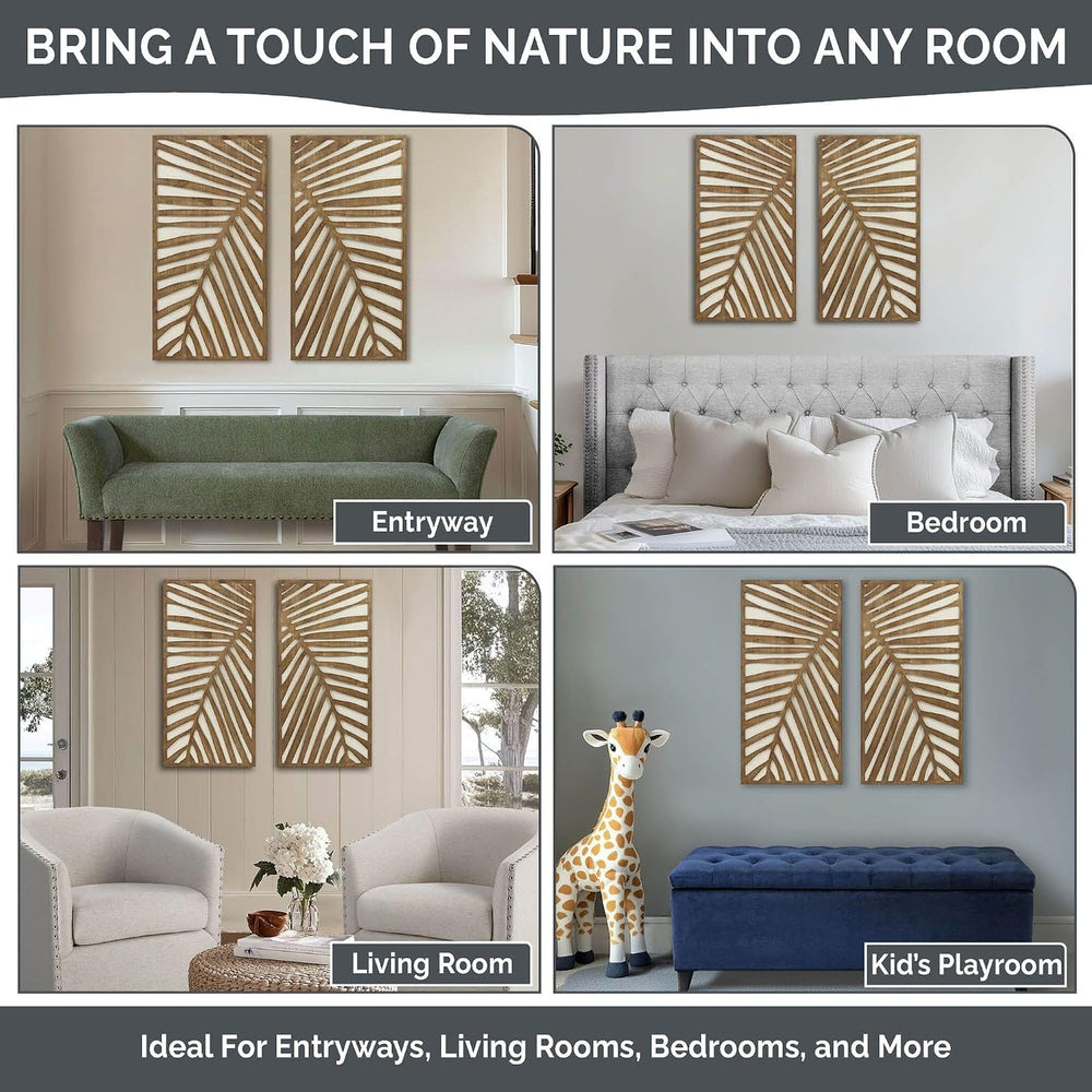 Madison Park Wall Décor for Living Room - Birch Palms Botanical Two-Tone, Hom...