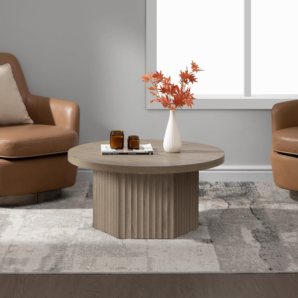 SICOTAS 32" Round Coffee Table for Living Room Modern