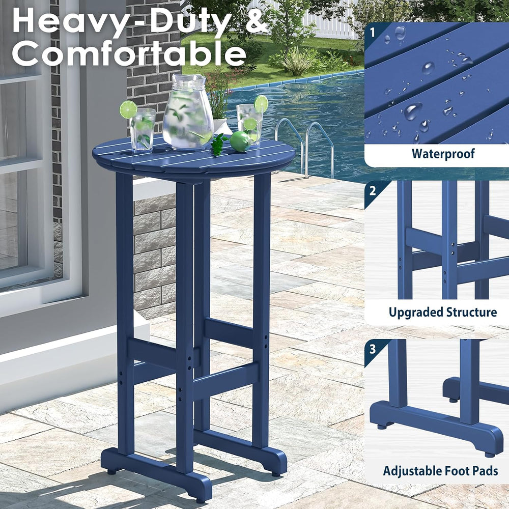 nalone 40" Outdoor Bar Table, All Weather HDPE Bar Height Patio Table Co...