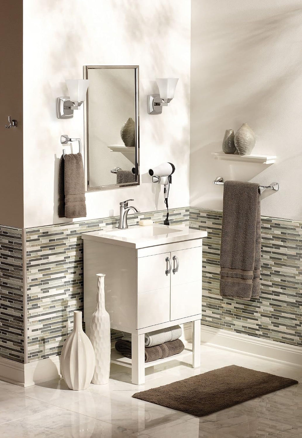 Moen YB5186CH Voss Collection Modern Square Wall Mount Bathroom Hand Towel Ri...