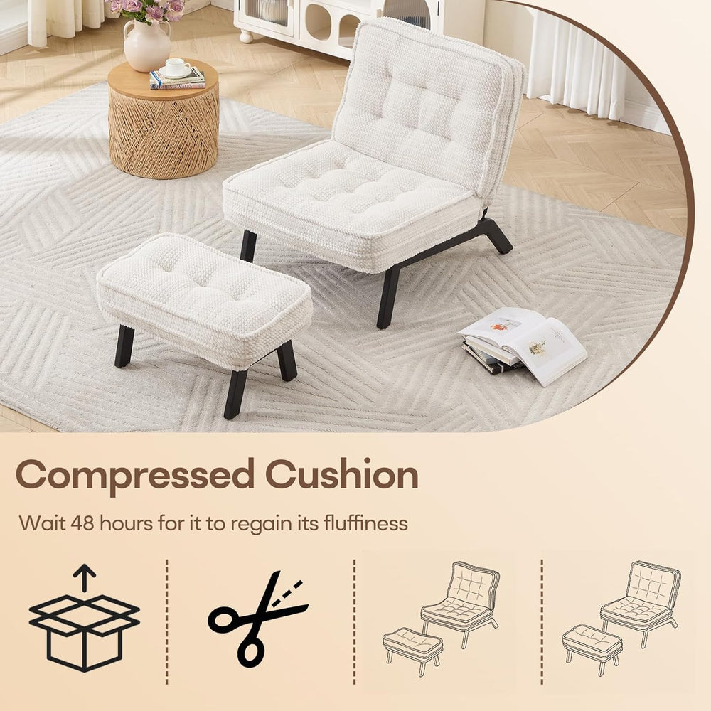 ANJ 3-Position Adjustable Accent Floor Chair with Ottoman, Ergonomic Stable L...