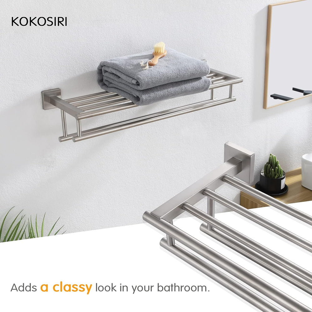 KOKOSIRI 20 Inch Towel Rail Towel Shelf with Double Towel Bars Bathroom Towel...