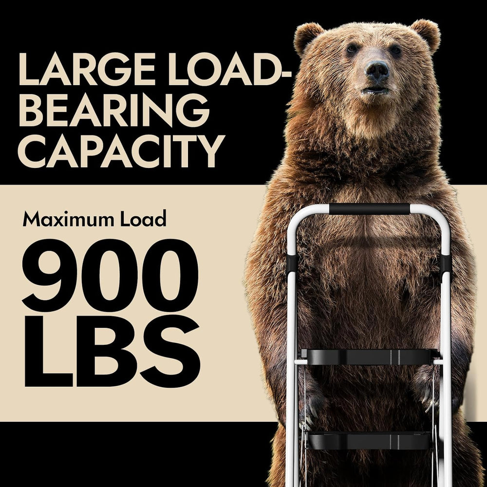 KINGRACK 3 Step Folding Ladder, 900 lbs Load Capacity, Non-Skid Large Pedals,...