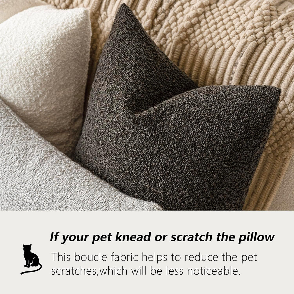 Foindtower Decorative Textured Boucle Throw Pillow Covers 26x26 Dark Brown