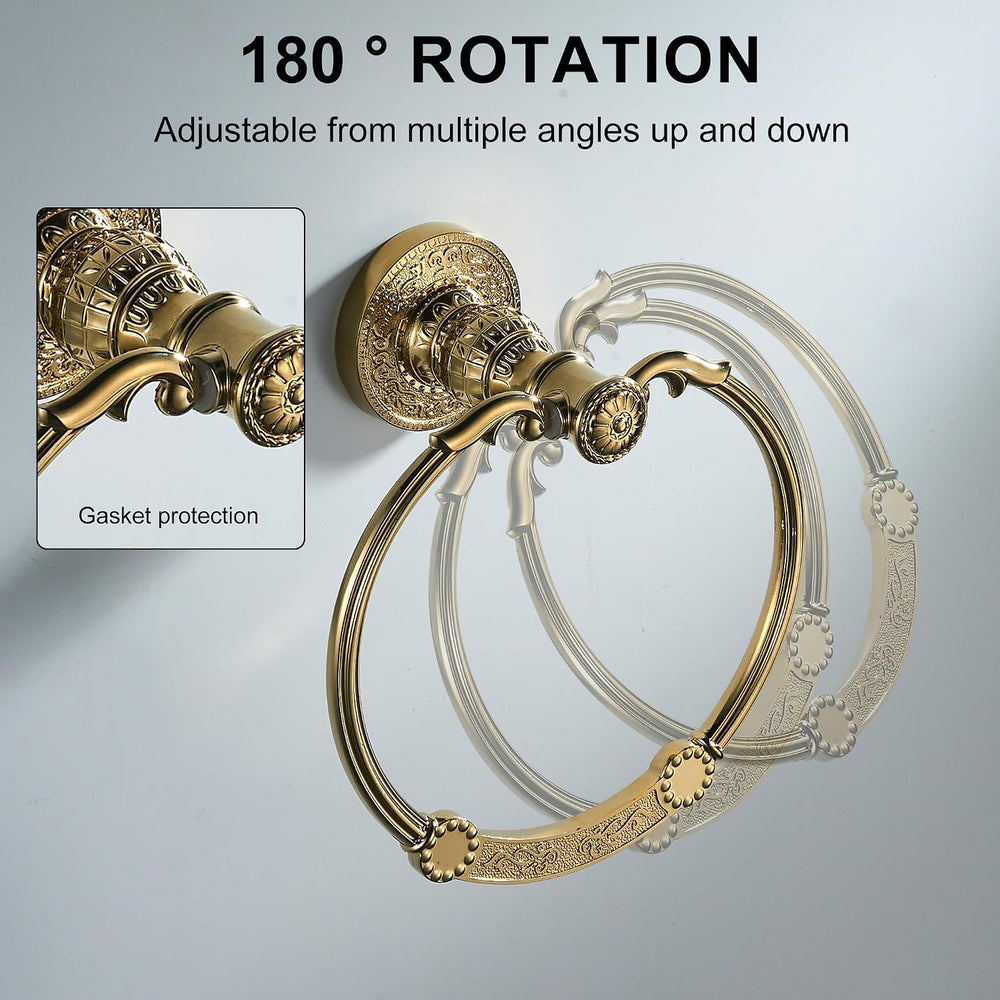 Vintage Style GoldTowel Ring Retro Towel Holder Wall Mounted Bathroom Hardware