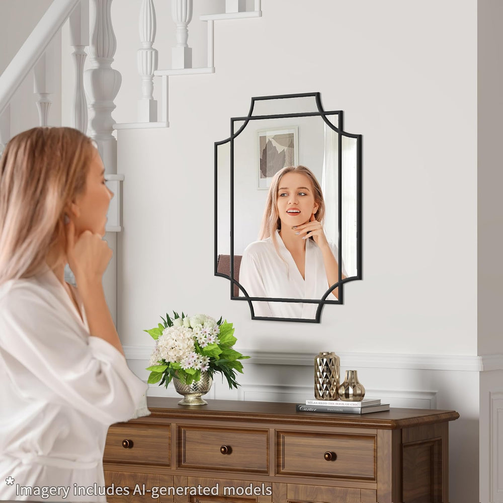 24x32 Inch Bathroom Mirrors for Over Sink, Framed Mirrors for Wall Black
