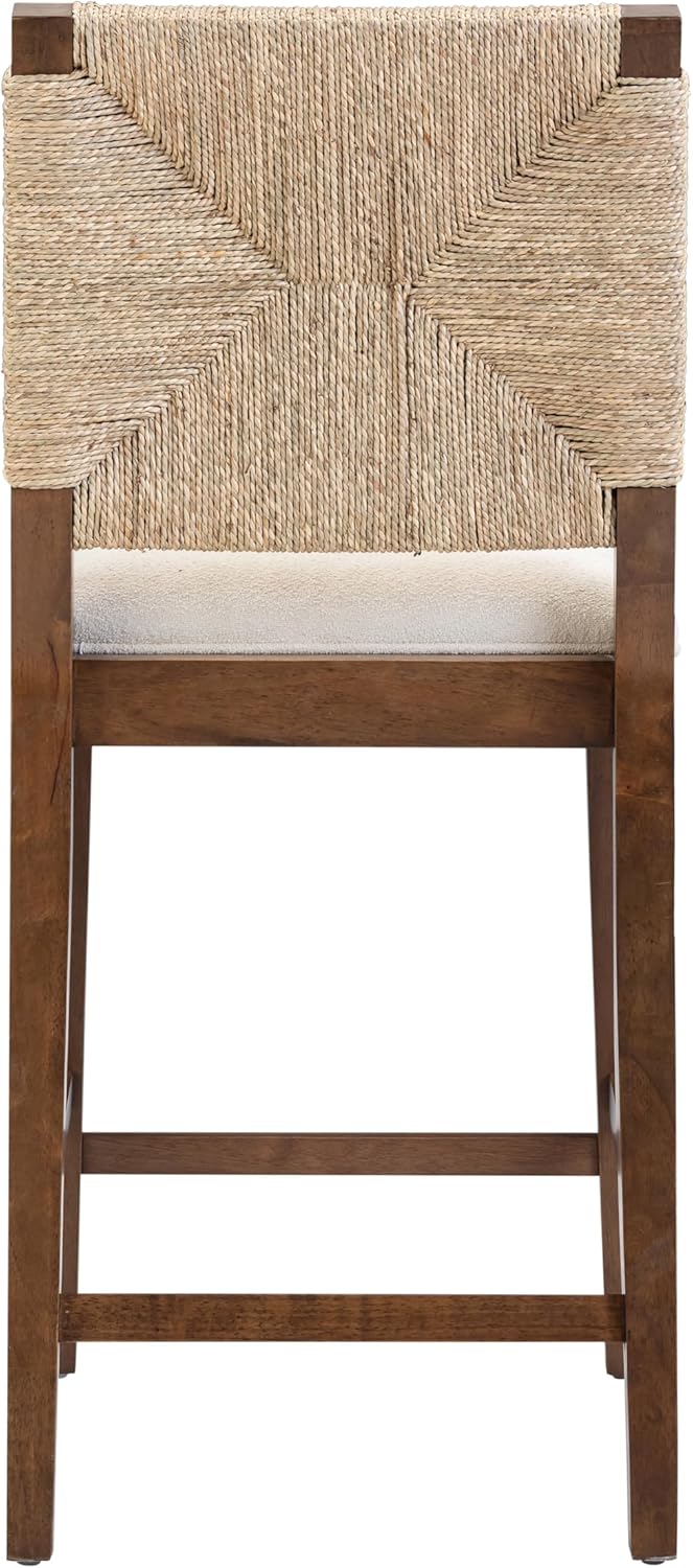 Nathan James Beacon Bohemian Boucle Bar Stool, Upholstered Bar Stool or Islan...