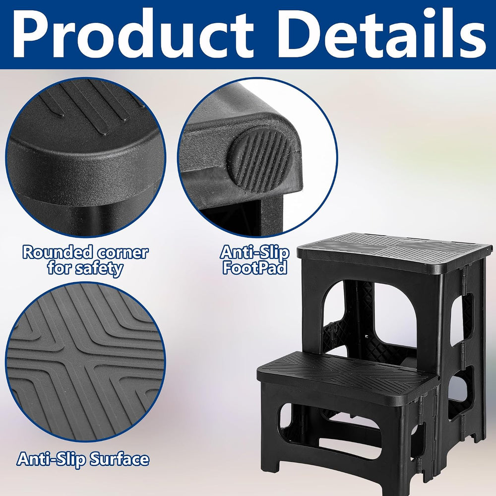 Foldable Spa Hot Tub Steps, Non-Slip 2 Step Stool Pool Ladder
