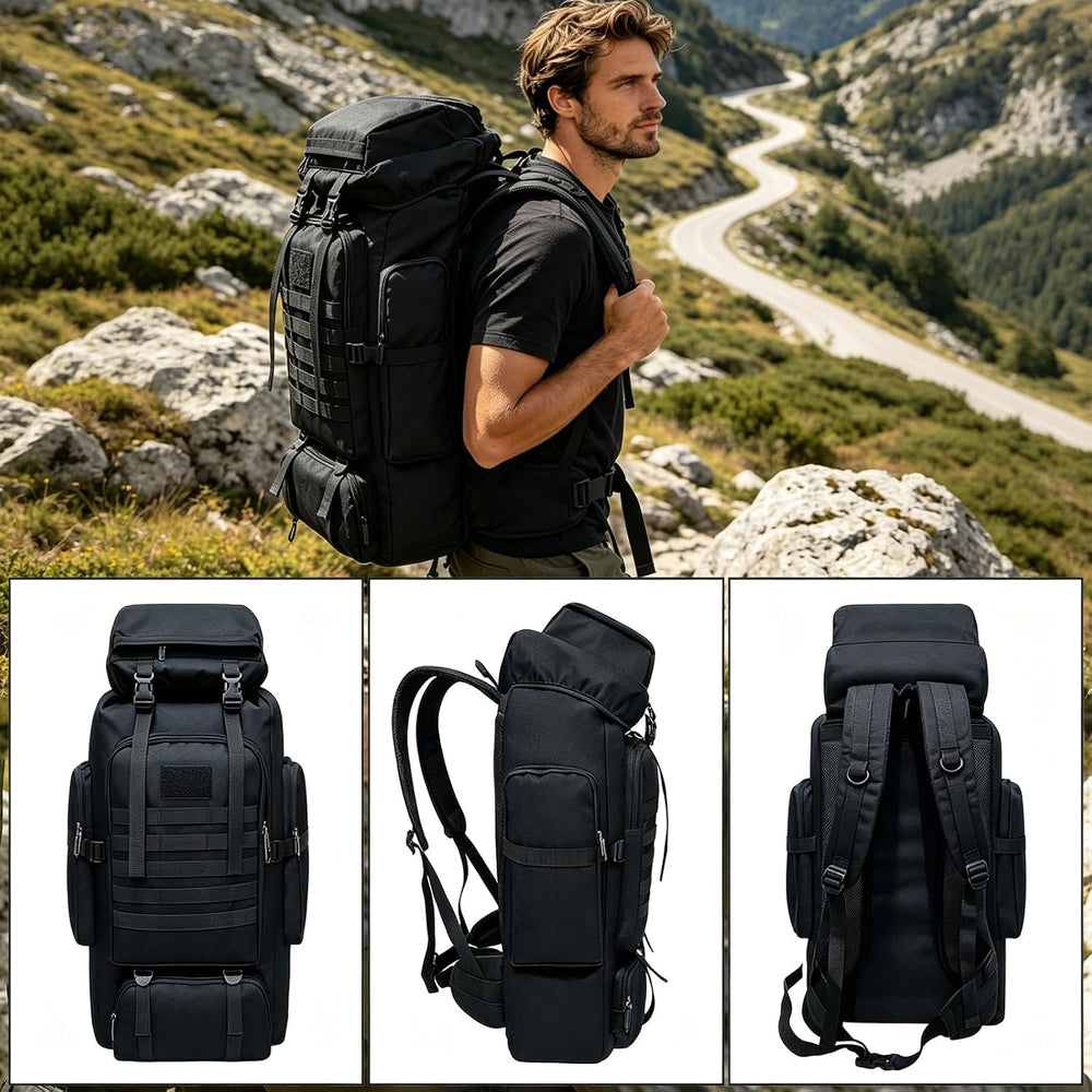 80L Hiking Backpack Camping Rucksack, 80 liters Large Capacity Outdoor Knapsa...