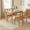 5-Piece Wood Dining Table Set for 4, Farmhouse Rectangular Kitchen Table