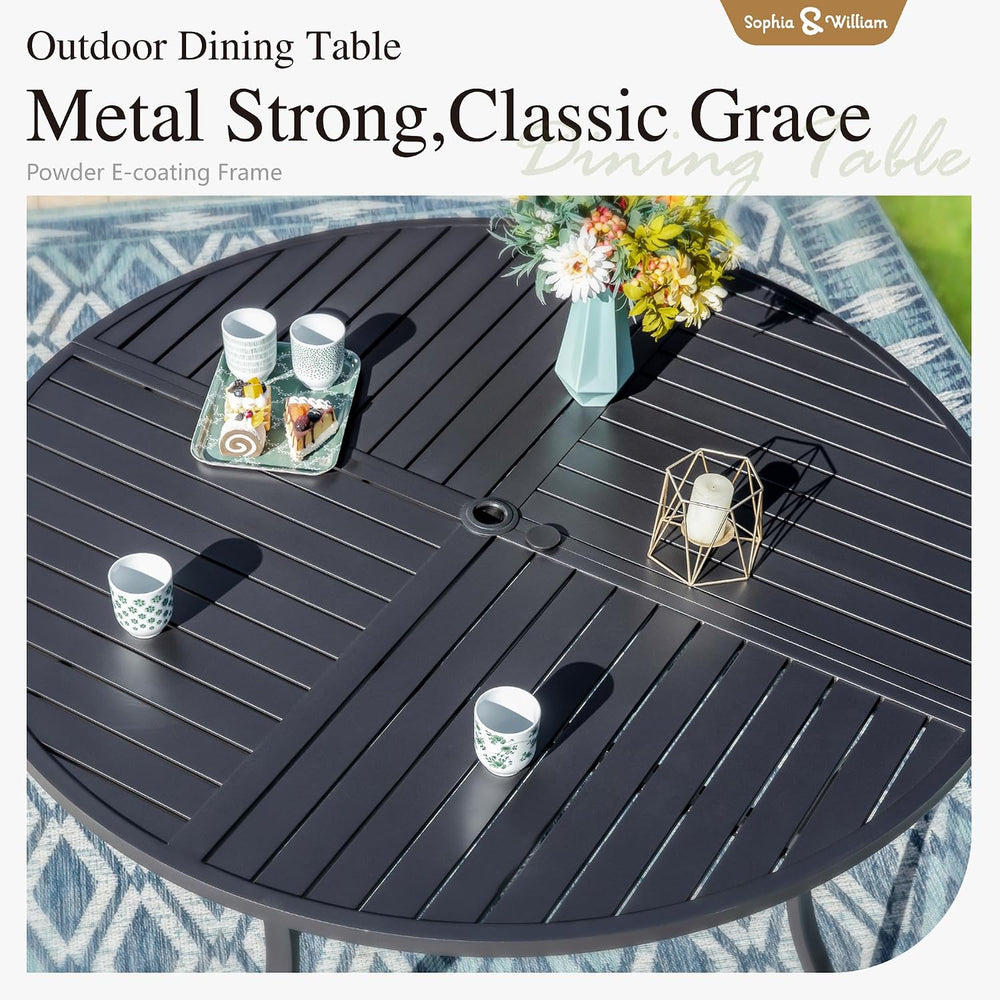 Sophia & William Patio Dining Set, Steel, Swivel Chairs, E-Coated