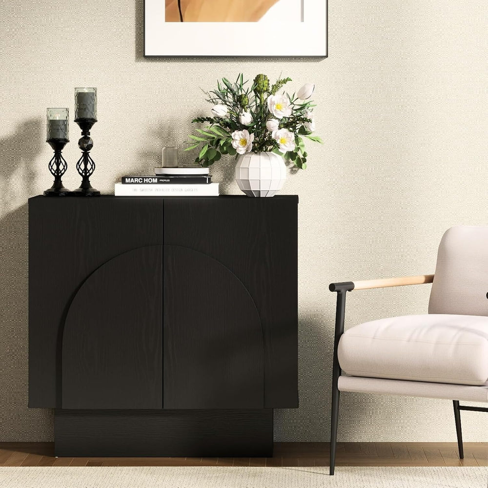 HEAH-YO Black Sideboard Buffet Cabinet with Storage, 31" Entryway Accent...