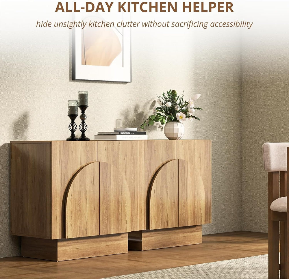 HEAH-YO Natural Sideboard Buffet Cabinet with Storage, Entryway Accent Cabine...