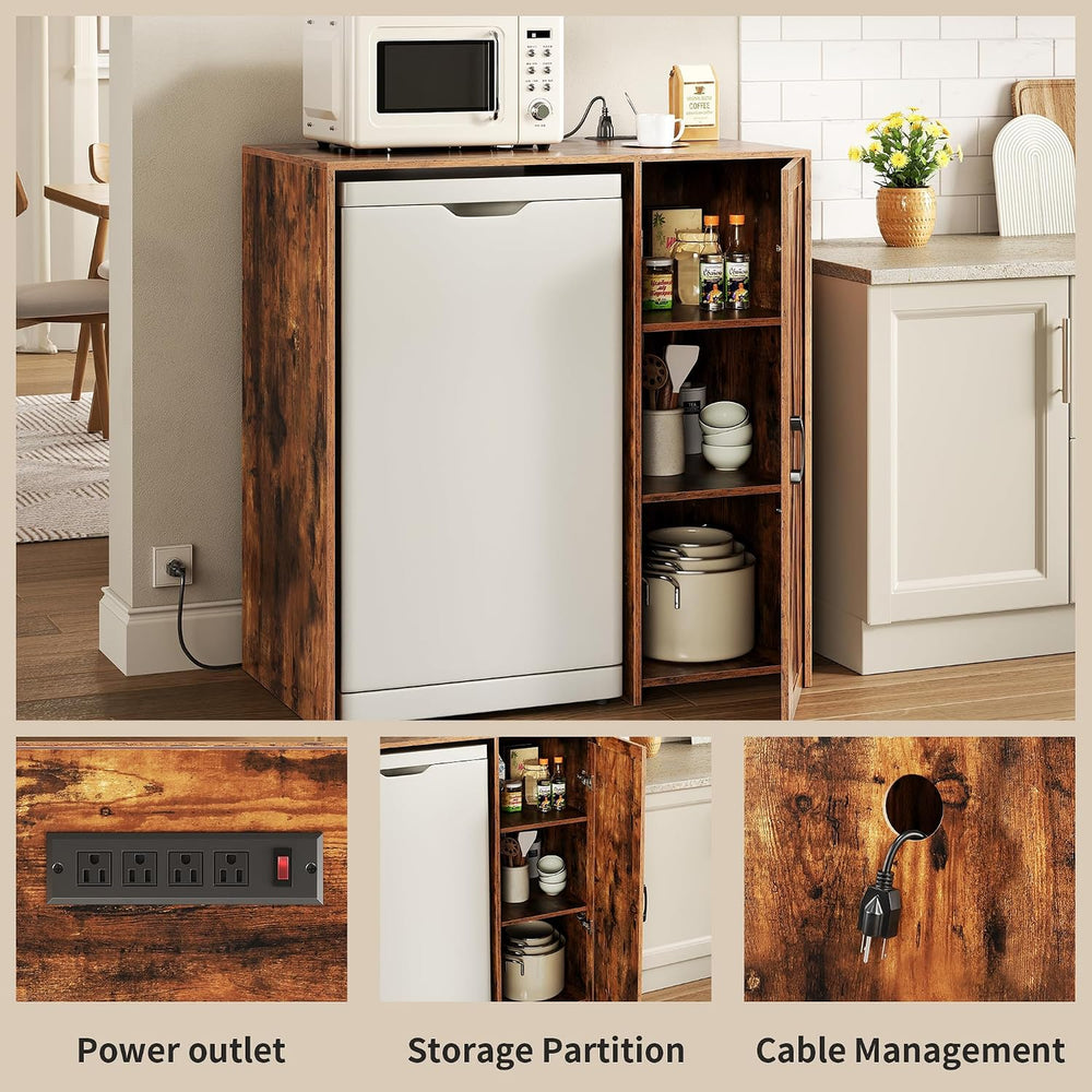 Herture Mini Fridge Cabinet with Storage,Home Bar Wine Cabinet