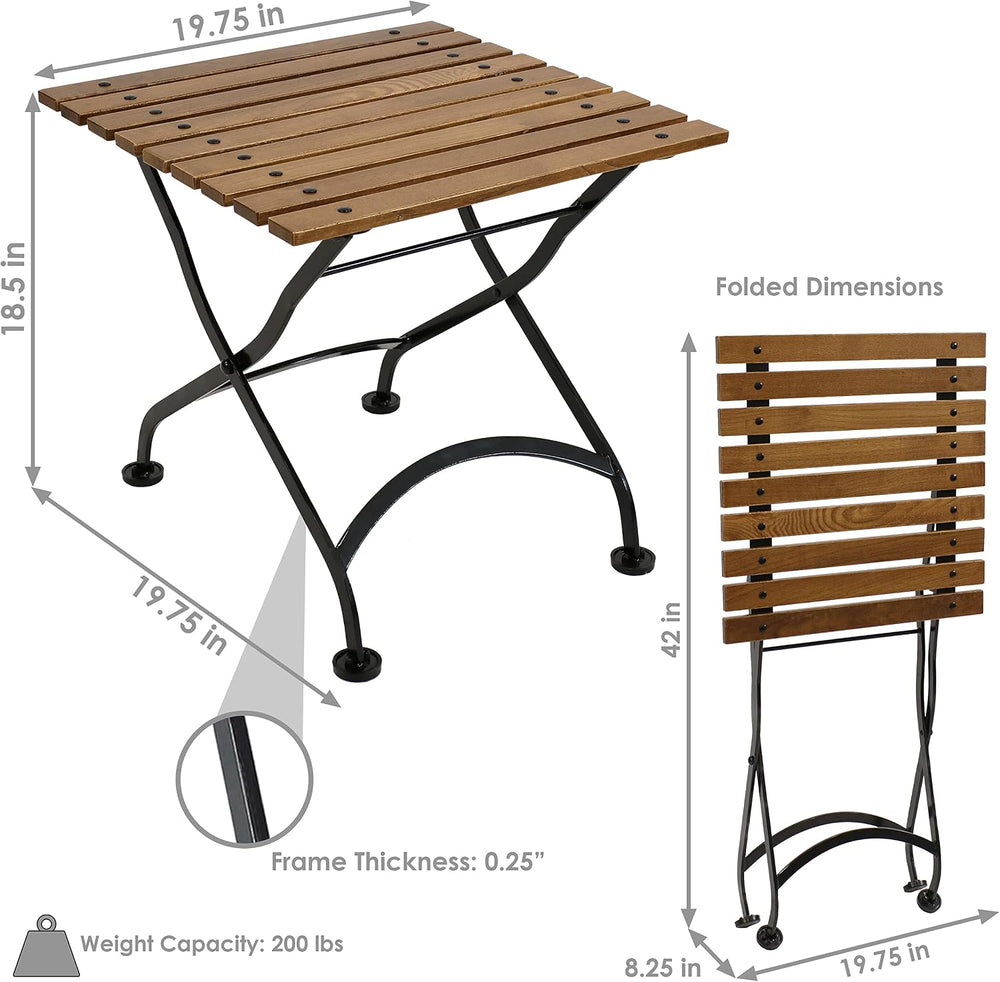Sunnydaze 20 in. Square Wooden Folding Outdoor Adirondack End Table - Brown