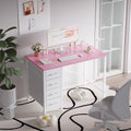 Pamray 32 Inch Computer Desk with 4 Drawers Small Office Desk for Home Bedroom Study Writing Modern Computer Table Pink