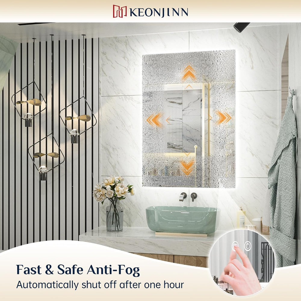 Keonjinn 24" x 36" LED Mirror for Bathroom, Backlit Mirror 6000K Da...