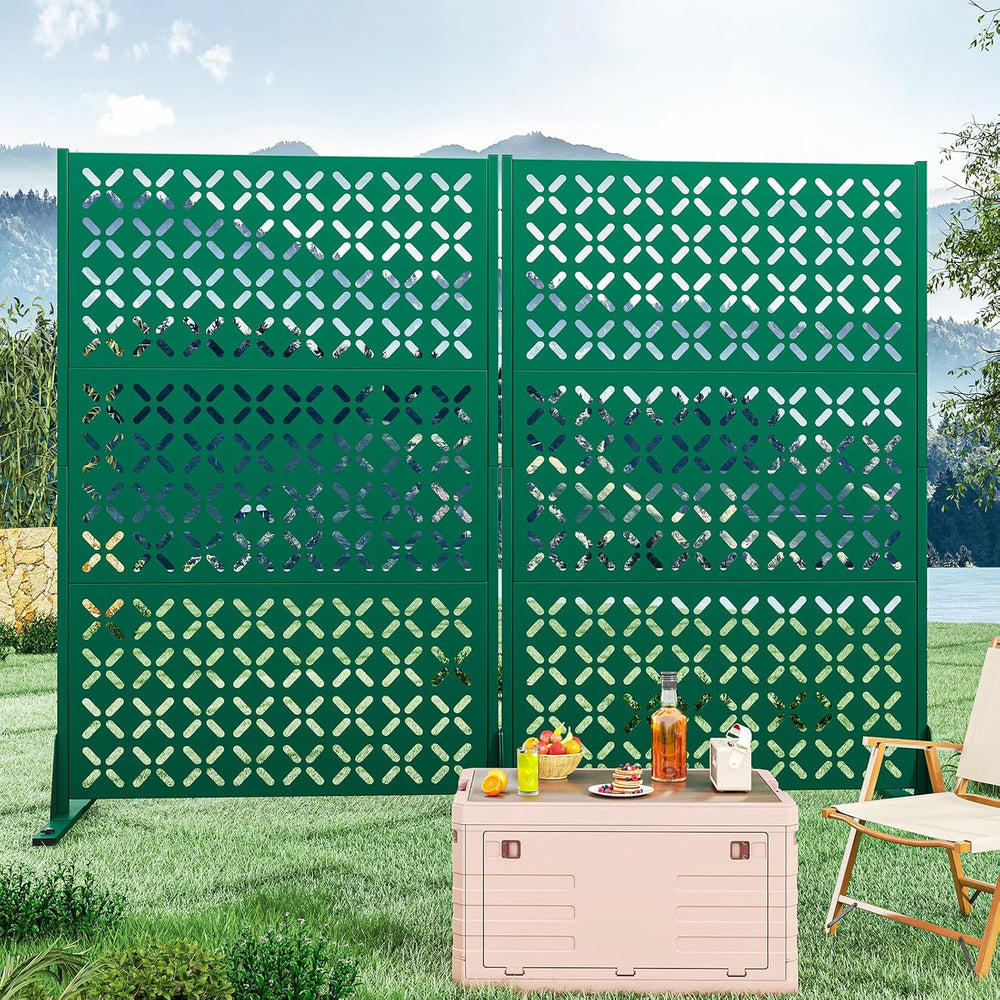 Metal Privacy Screen for Outside, 72" H×45" W Freestanding Outdoor ...