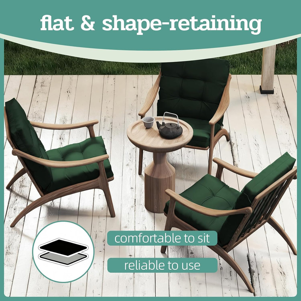 Outdoor Chair Cushions 42x21x4 Inch Set of 2, Dark Green