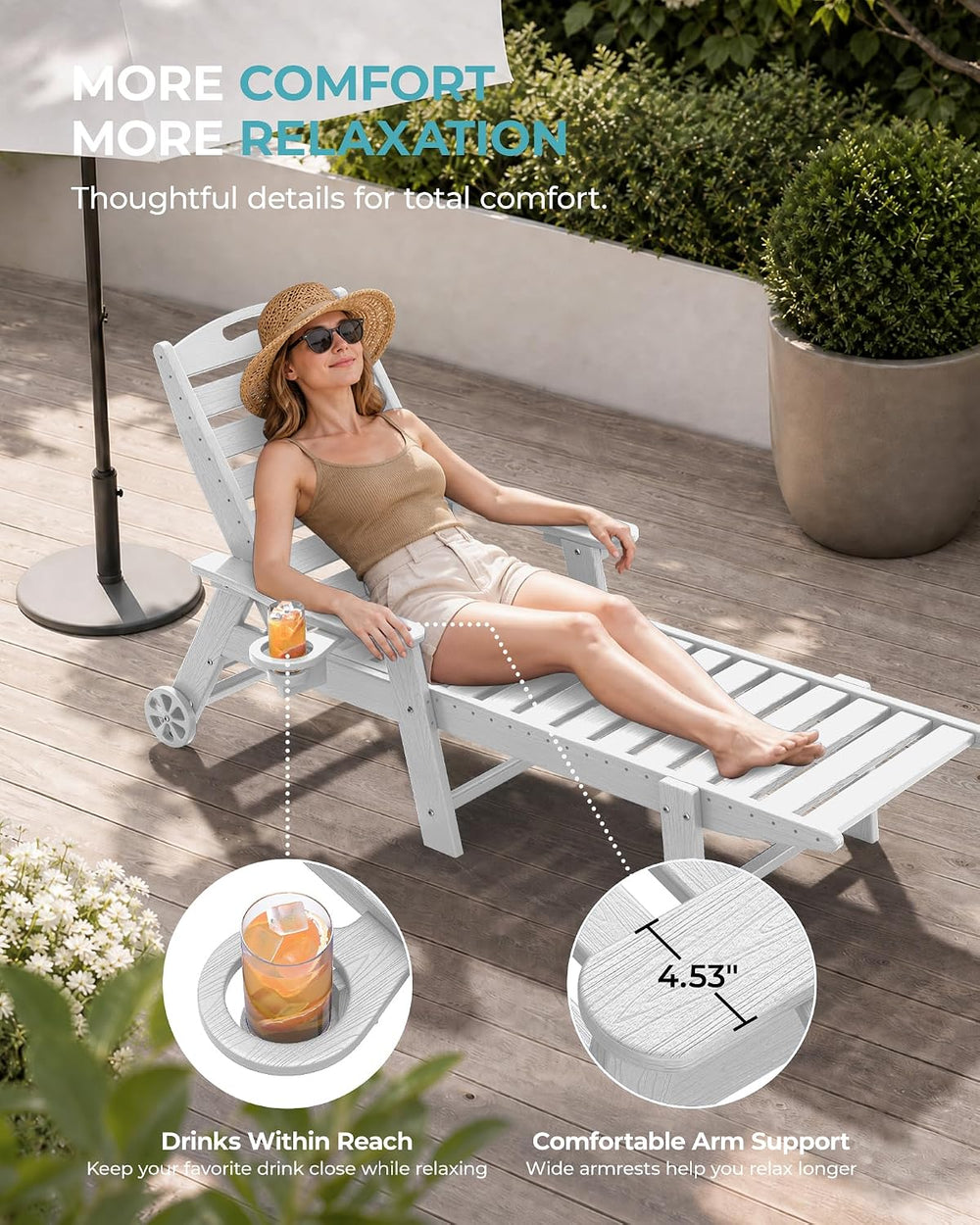 Ciokea Outdoor Chaise Lounge Chair Set of 2, Patio Lounge Chairs for Outside,...