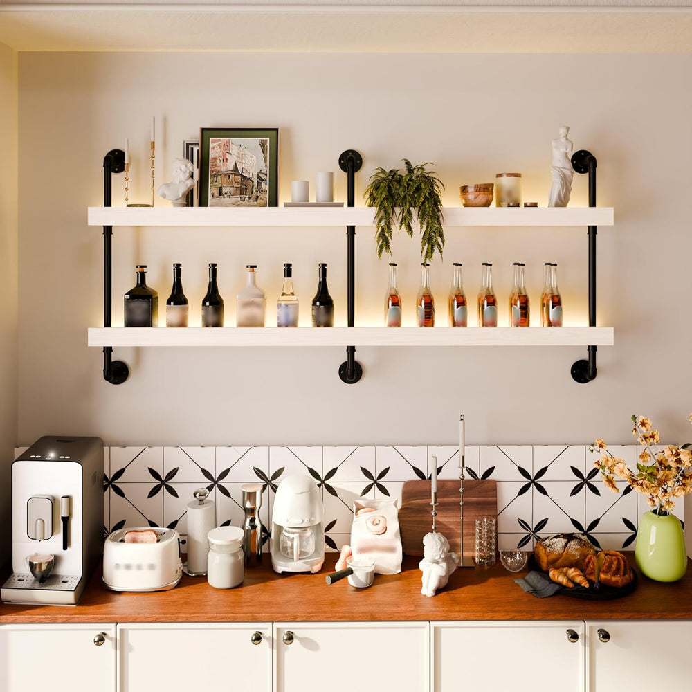 Bar Shelves, Wall Mounted Wine Rack, White, 60 Inch
