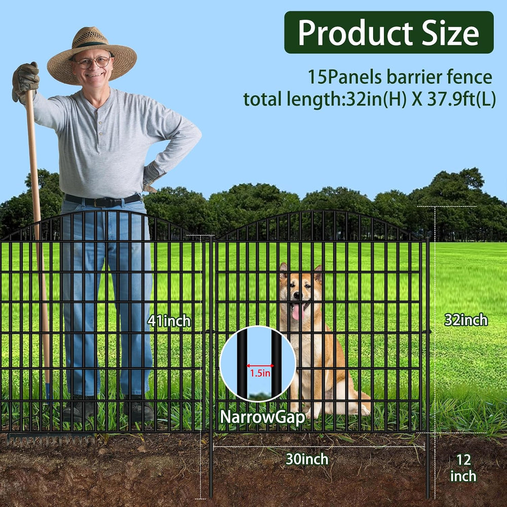 ULIOK 15 Panels Decorative Garden Fence, 32 in(H) X 37.9ft(L) No Dig Fence Pa...