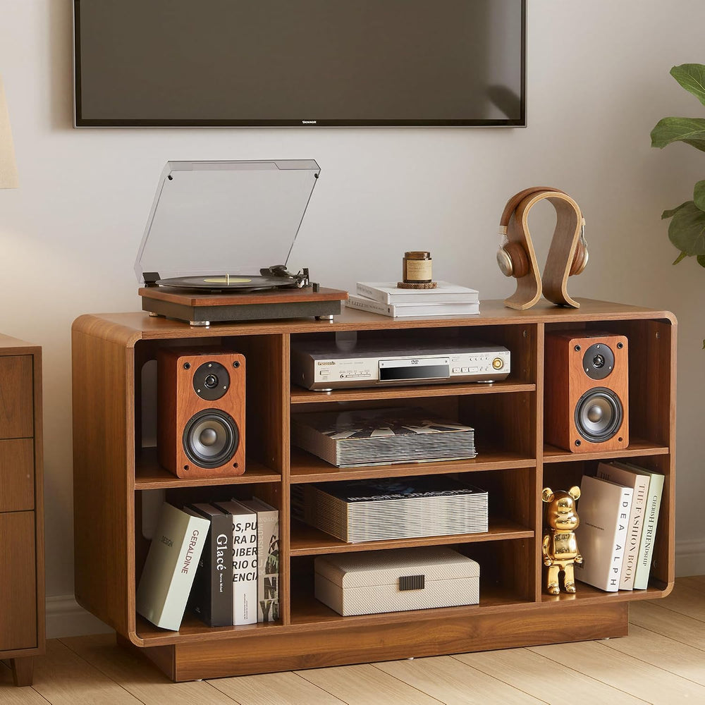 RARZOE 5-Tier AV Media Cabinet with Adjustable Shelves, 47'' Walnut