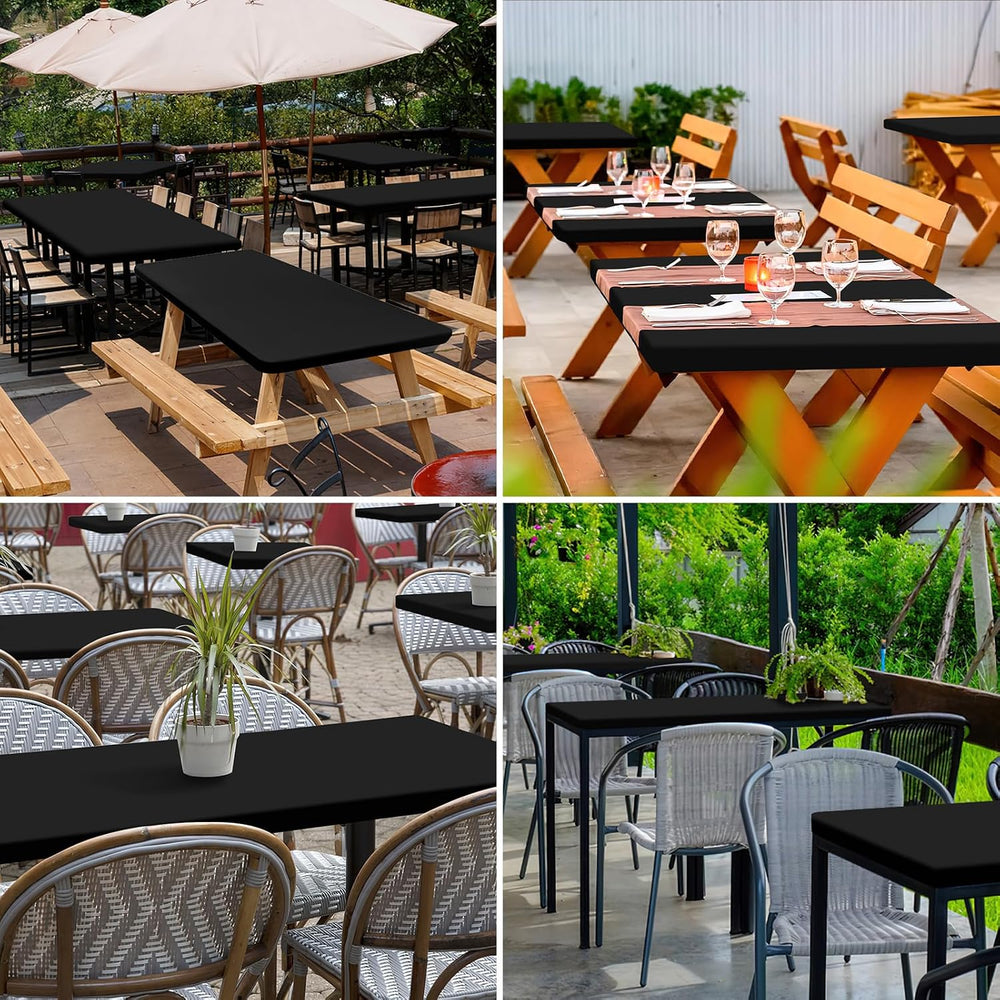 homing 4 Packs 6 Foot Rectangle Black Elastic Fitted Table Cloth