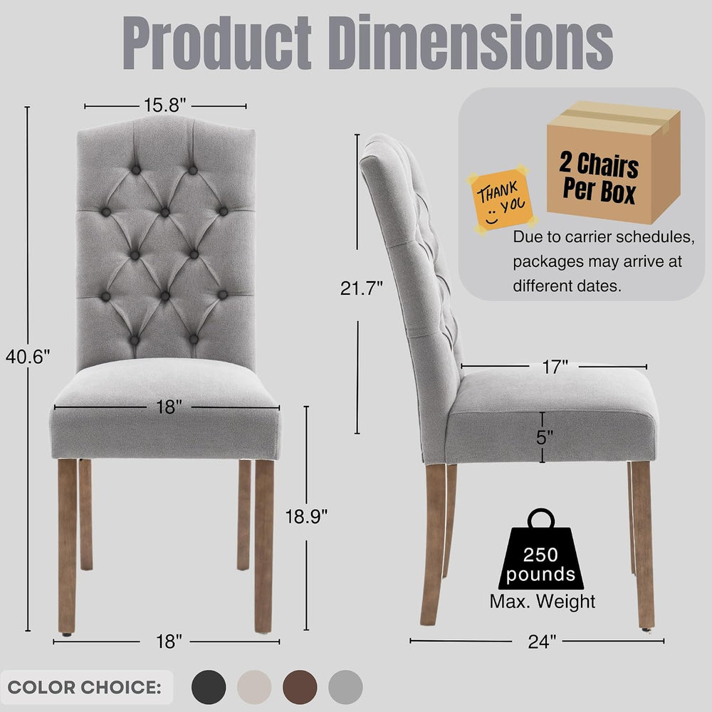 Tufted Dining Chair Fabric Button Upholstered Modern Kitchen Diner Set of 6