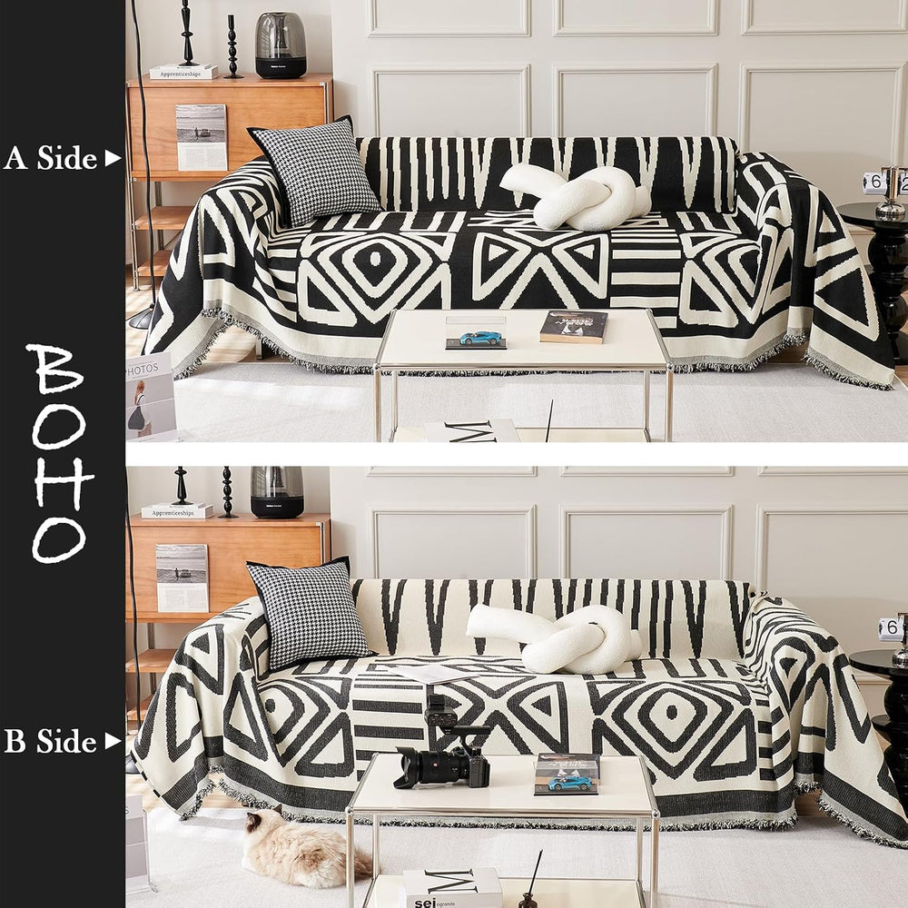 HANDONTIME Boho Sofa Covers for Dogs Black Couch Sofa Covers for Armchair