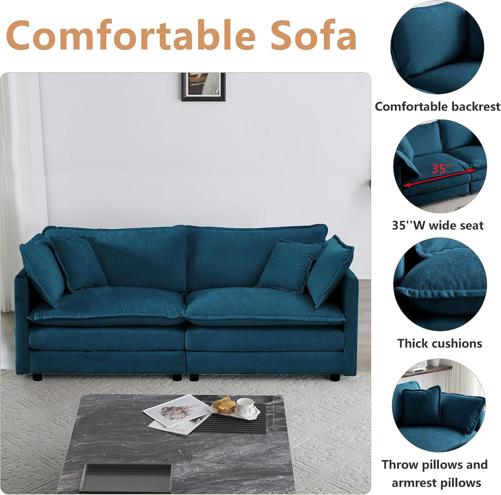 mikibama Luxury 2 Piece Sofa Set, 2 Pieces of Loveseat Sofa, Modern Chenille ...