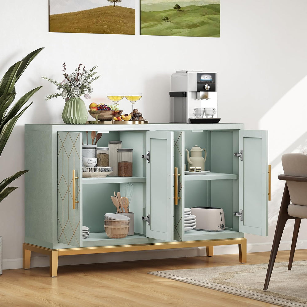 47.8" Accent Storage Cabinet with 4 Doors, Modern Sideboard Buffet Cabin...