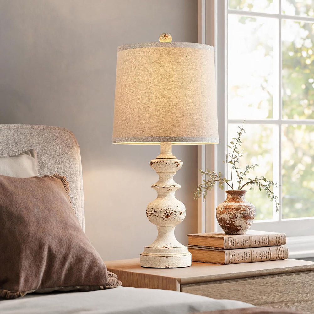 PARTPHONER Farmhouse Table Lamp Set of 2, Rustic Table Lamps for Living Room ...