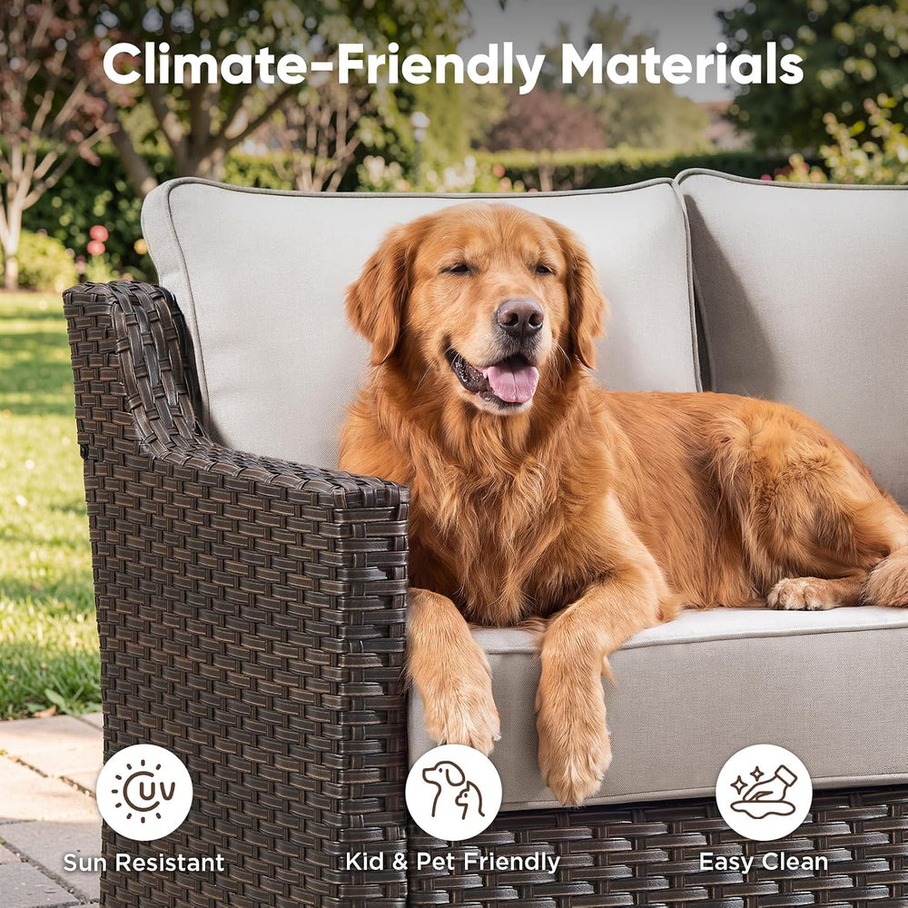 Luxury 6 Piece Patio Furniture Set-All Weather Outdoor Swivel Rocker Chairs w...