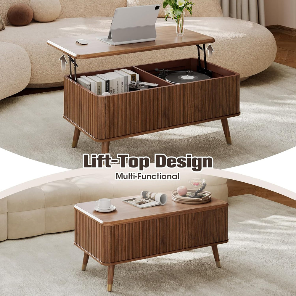JOINICE 38" Lift Top Coffee Table with Storage for Living Room,Walnut