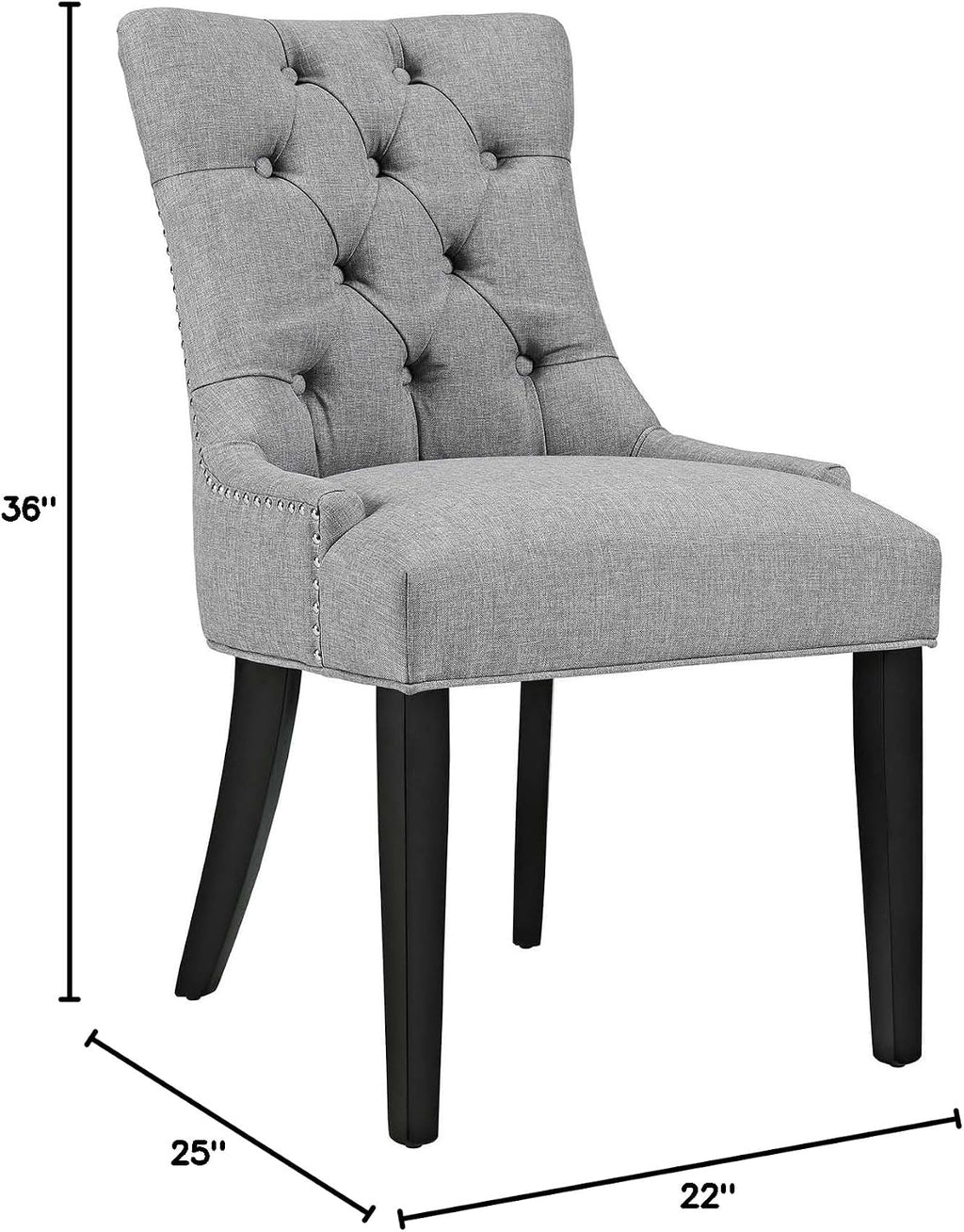 modway regent button tufted upholstered fabric dining chair, side view