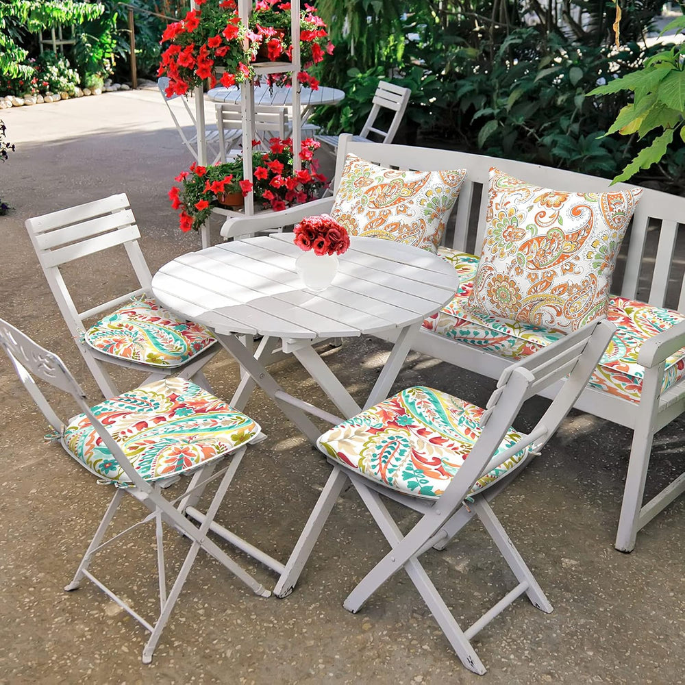 DYTXIII Set of 4 Outdoor Chair Cushions with Ties,Water Repellent Patio Chair...