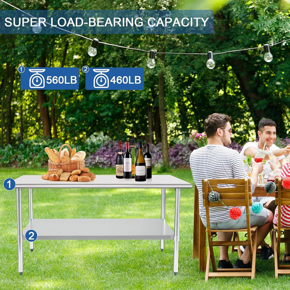 HARDURA Stainless Steel Table with Undershelf and Galvanized Legs NSF Heavy D...