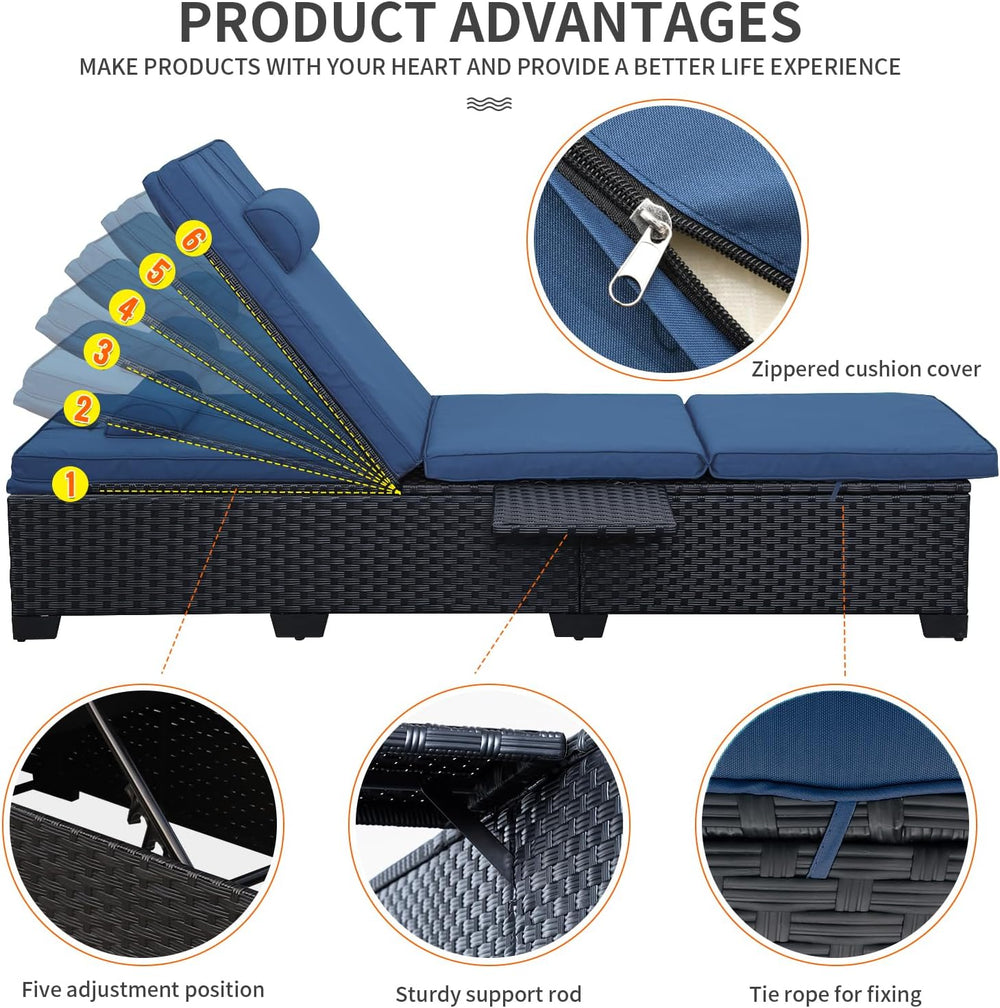 WAROOM Outdoor Chaise Lounge Chairs for Outside Patio Furniture Set of 2 Wick...