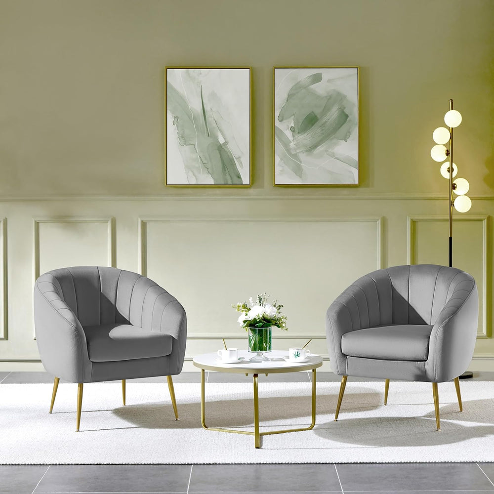 Yaheetech Barrel Accent Chairs Set of 2, Modern Cozy Vanity Chairs, Gray