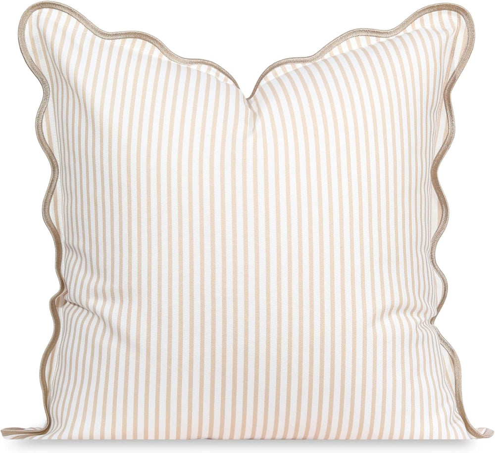 Hofdeco Premium Coastal Patio Indoor Outdoor Scalloped Throw Pillow Cover Onl...