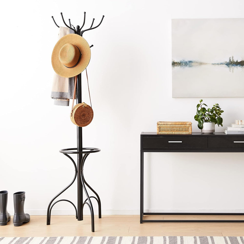 Tangkula 75 Inch Freestanding Metal Coat Rack, Black