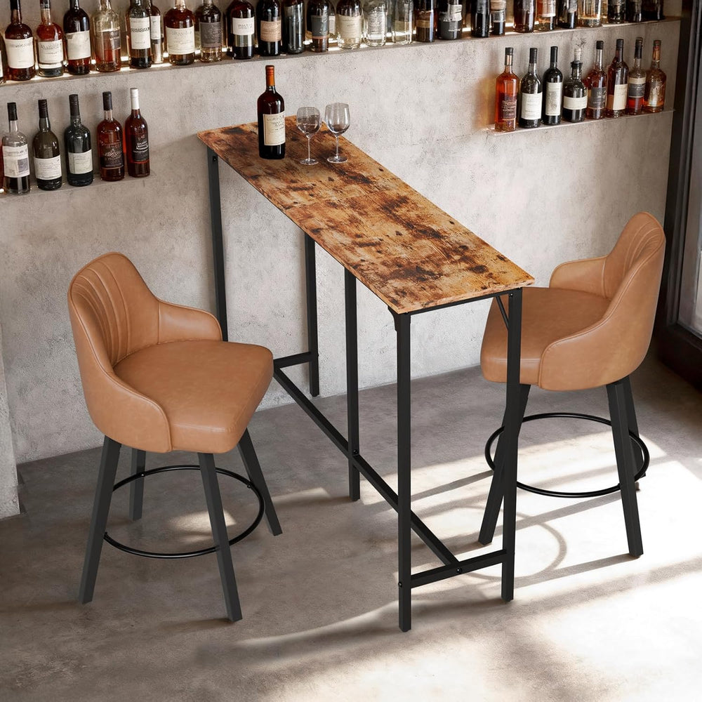 VINGLI 55 Inch Bar Table, Rectangular Counter Height Home Pub Table, Brown