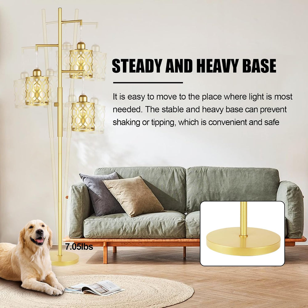ROTTOGOON 68" Gold Floor Lamp, Dimmable Industrial Floor Lamps for Livin...
