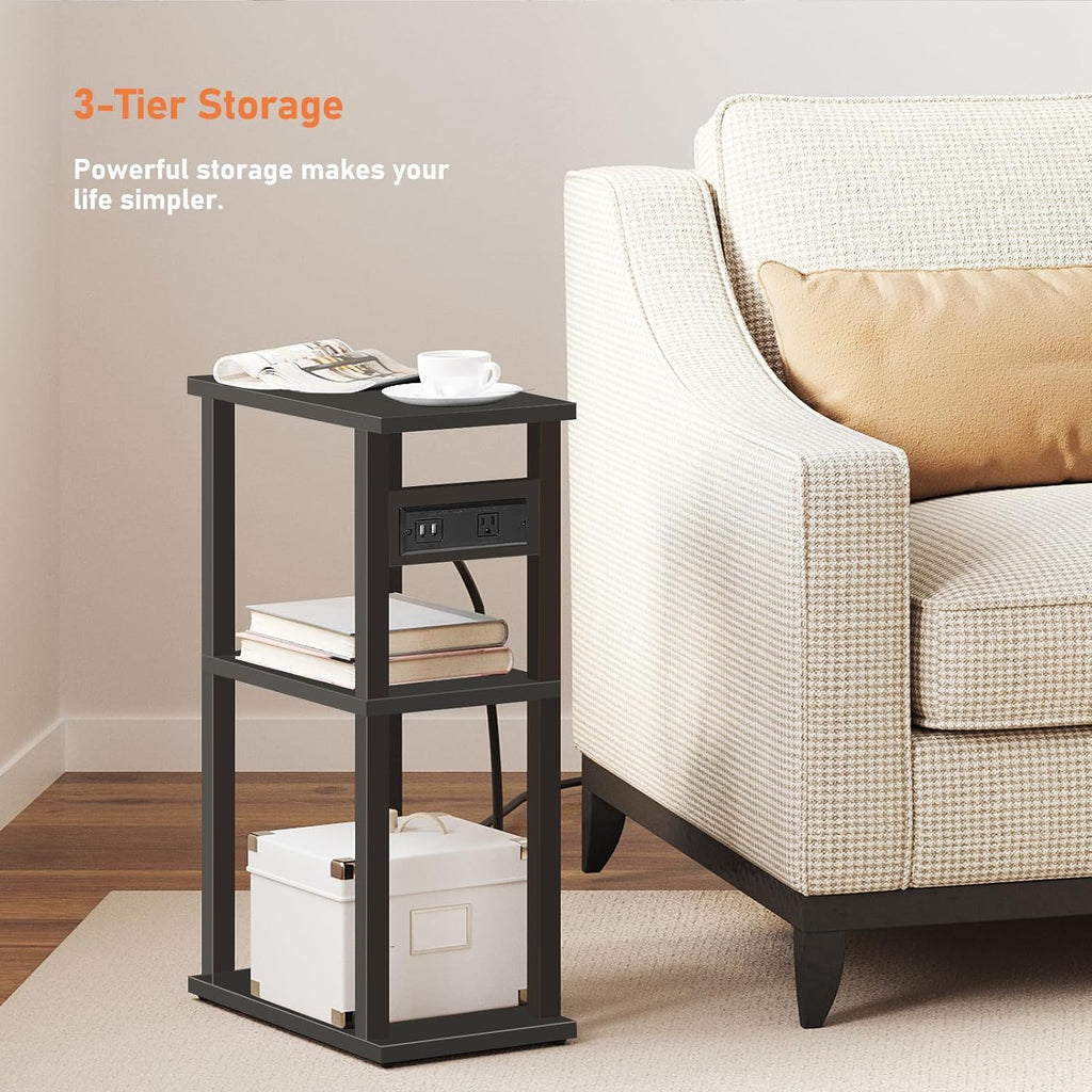 TUTOTAK Small Narrow Side Table, Set of 2 Skinny End Table
