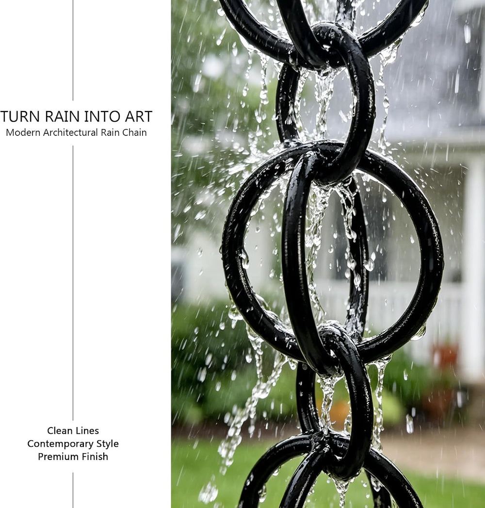 3 ft Aluminum Rain Chain for Gutters Outside, 2.6in Big Ring Link