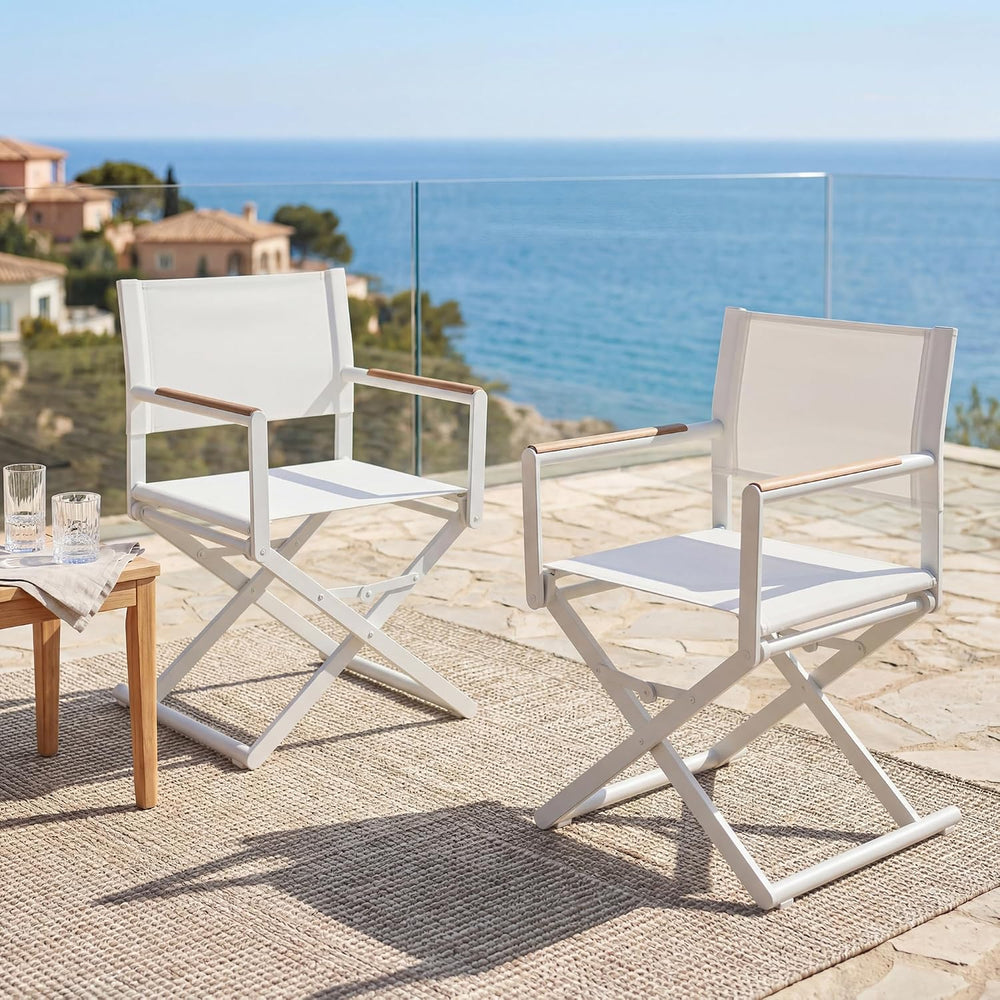 Grand patio Extra-Wide Folding Directors Chairs Set of 2, Outdoor Dining