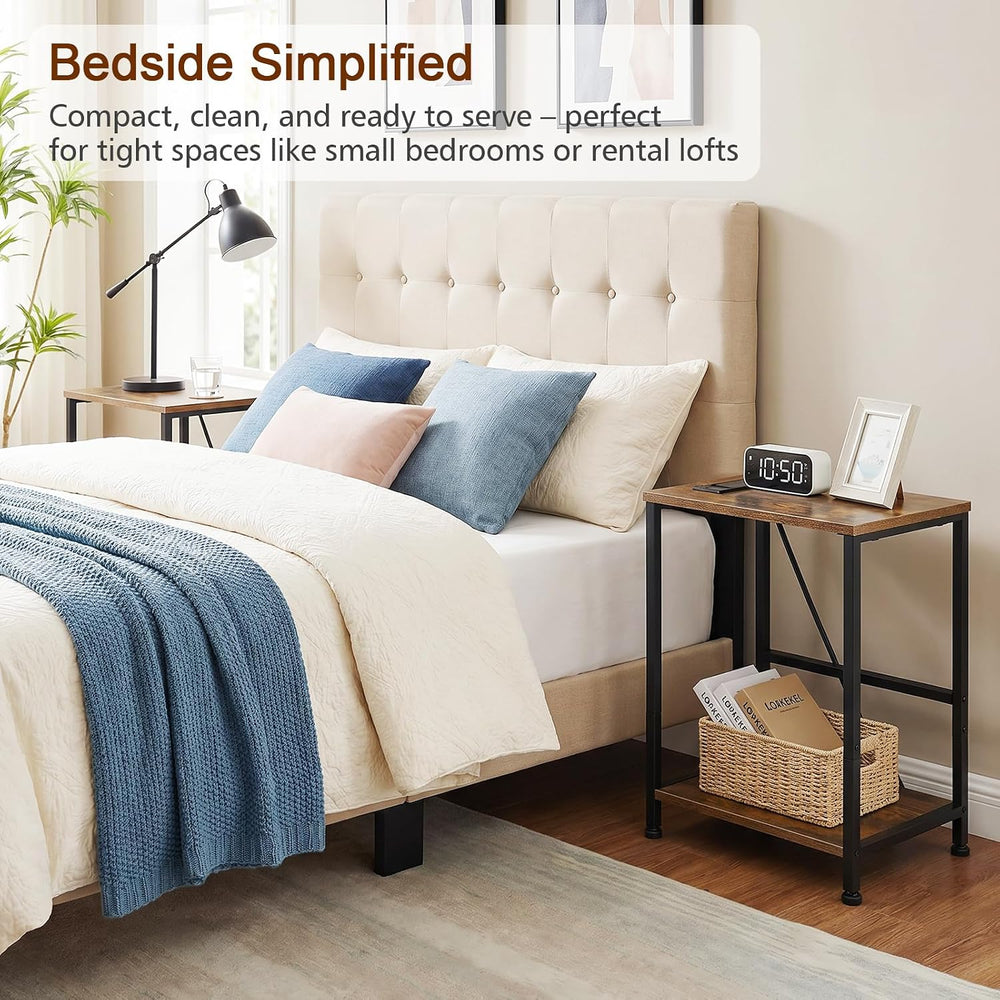 LOAKEKEL Small End Tables Set of 2, Side Table with Charging Station